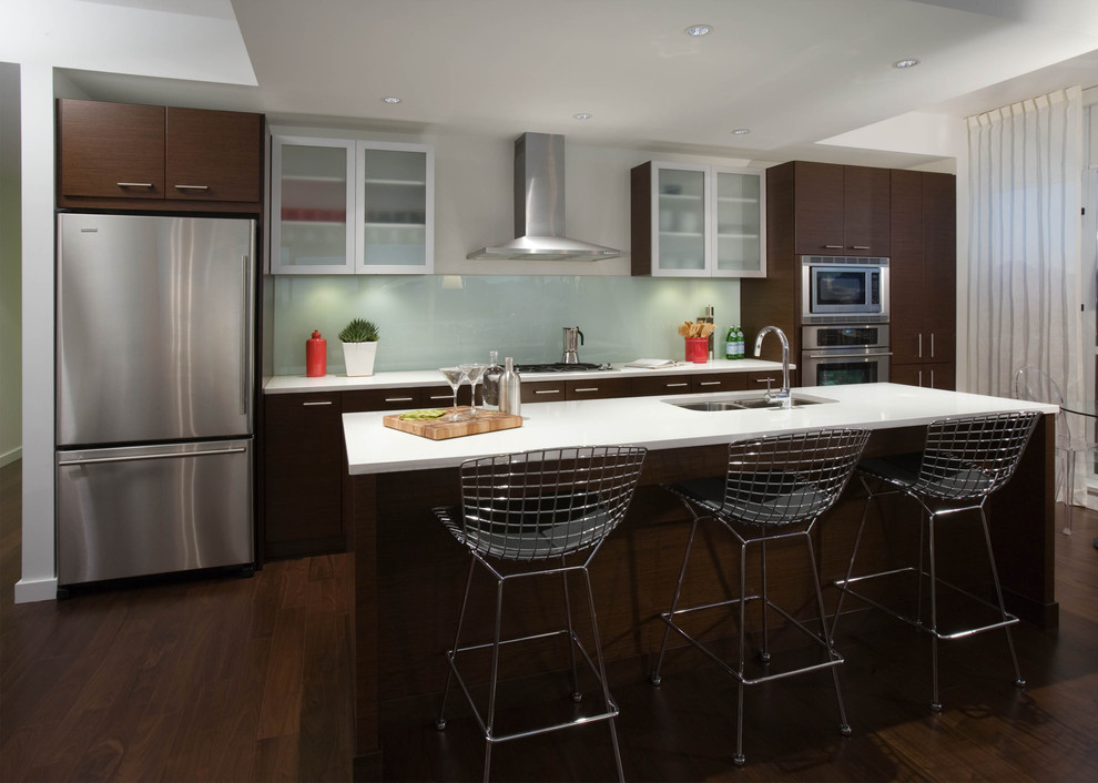 Inspiration for a contemporary kitchen remodel in Vancouver with stainless steel appliances