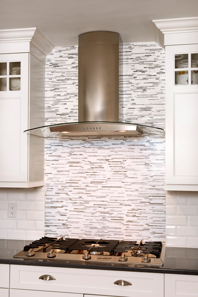 Stove Hood and Tile Backsplash Contemporary Kitchen New York by