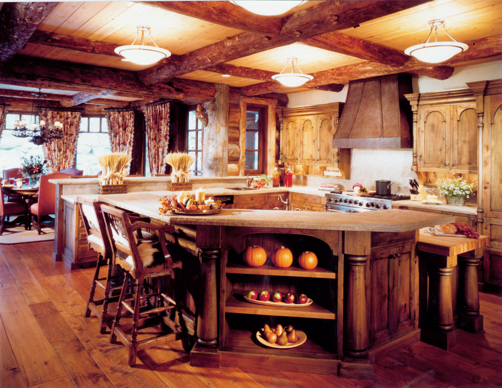 Inspiration för ett rustikt kök