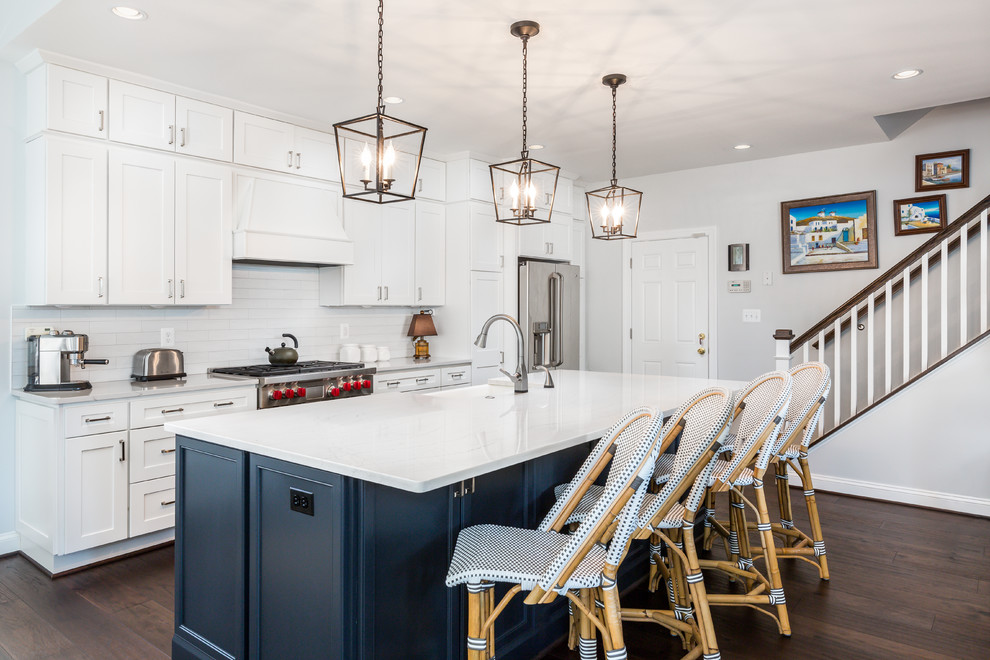 Stunning White and Navy Kitchen - Transitional - Kitchen - DC Metro ...