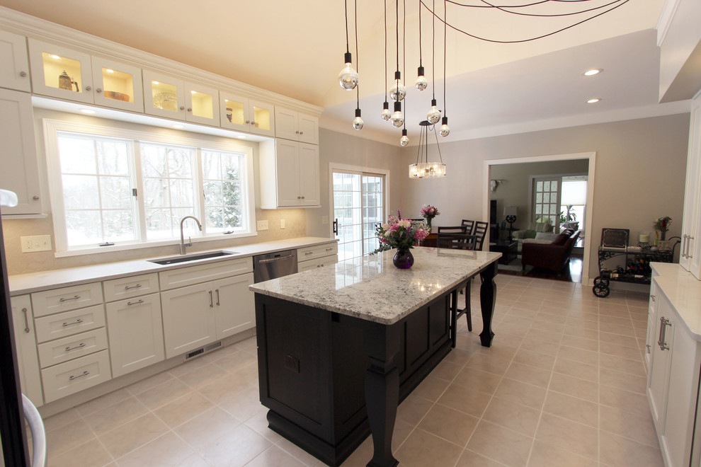 Stunning White Kitchen and Onyx Island with Refaced Butler ...