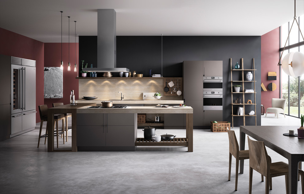 Stylish MultiToned Transitional Kitchen with Smeg Appliances Modern