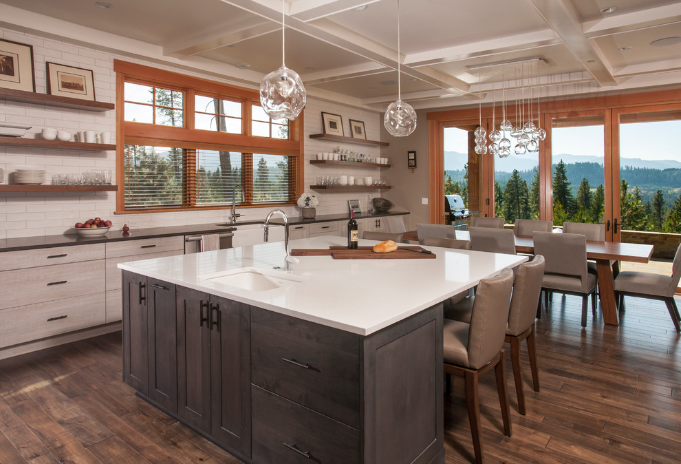 Example of an arts and crafts kitchen design in Seattle