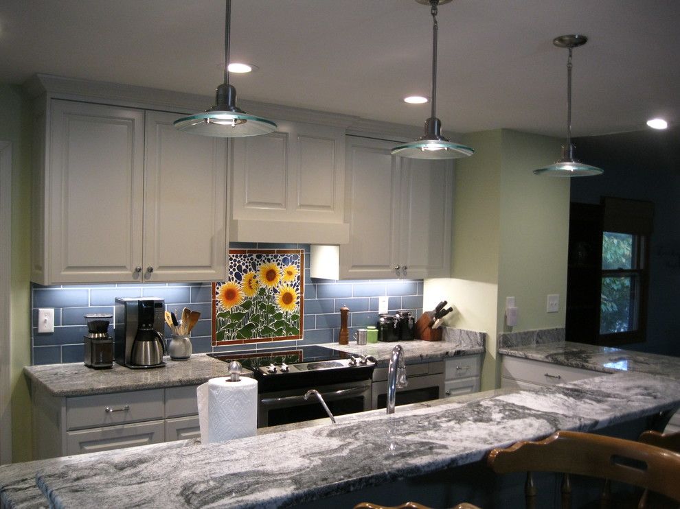 Sunflower backsplash Contemporary Kitchen Other by SJ Studios