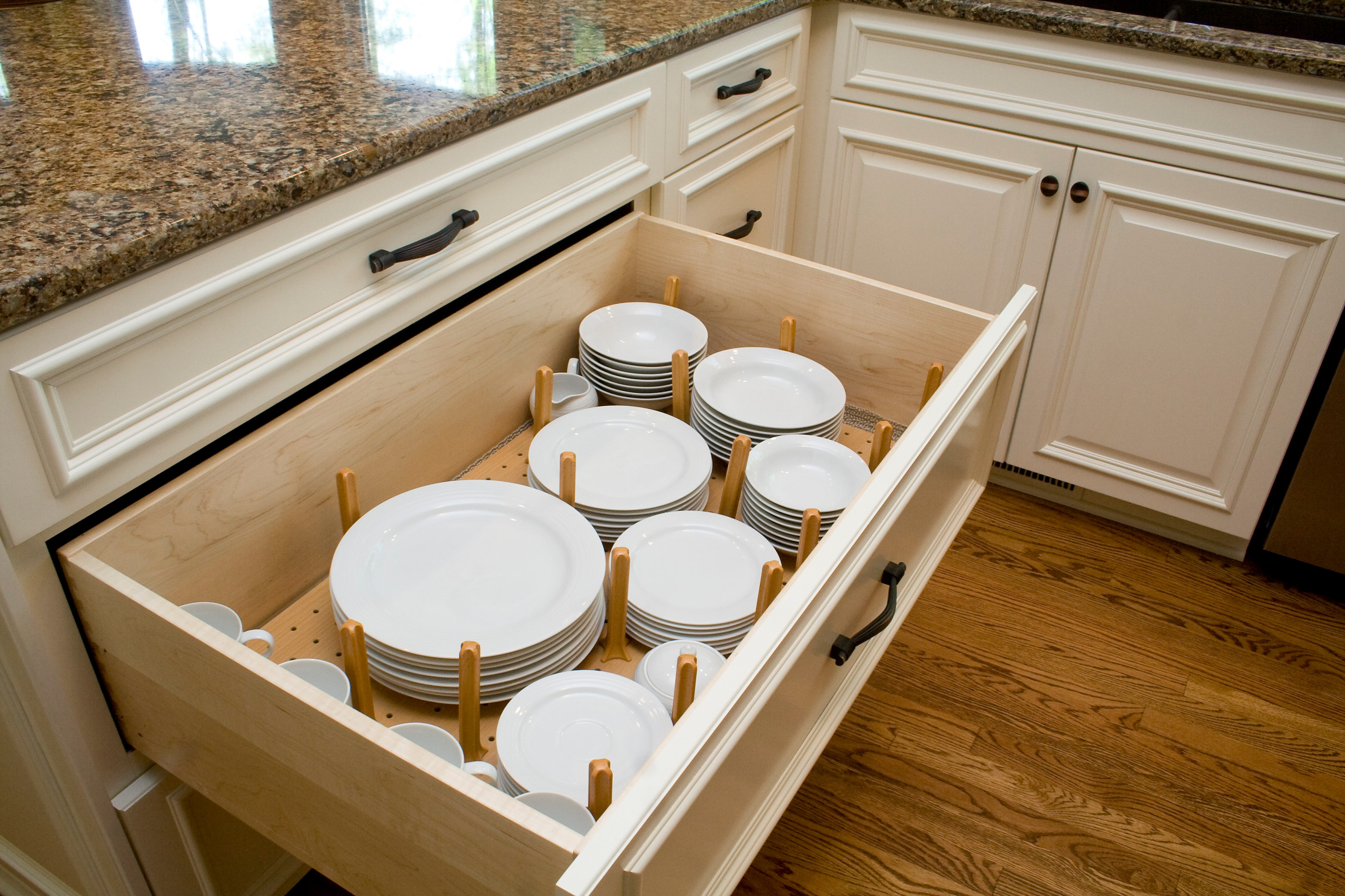 Wide Cabinet Drawer with Plate Holder - Kitchen Craft
