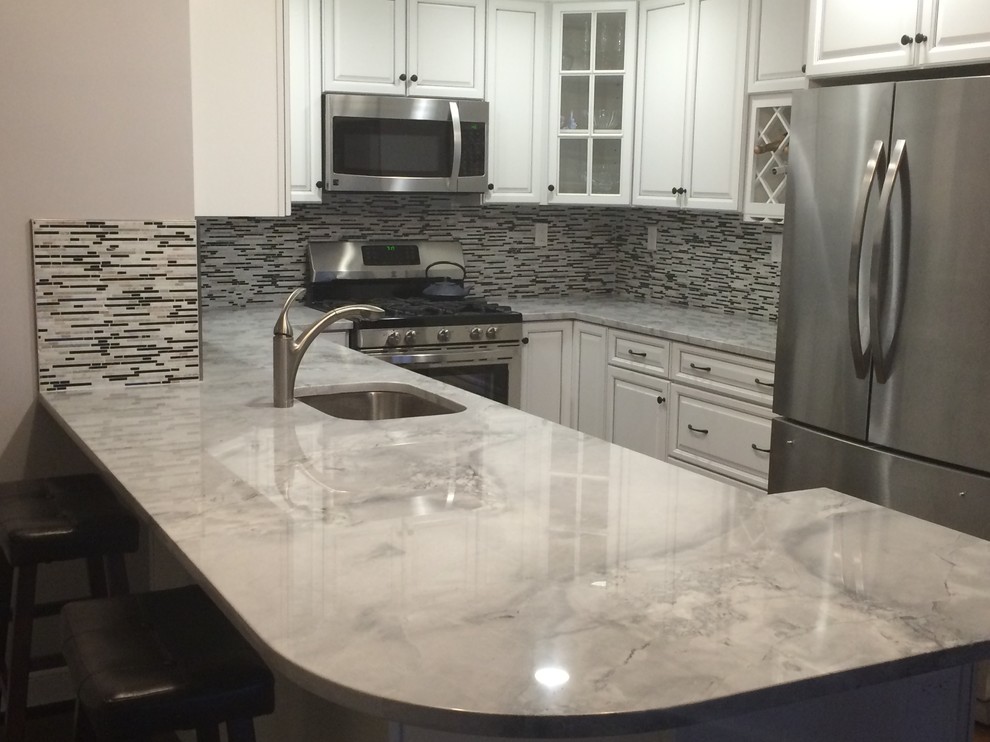Supreme White Quartzite Contemporary Kitchen Boston by Boston