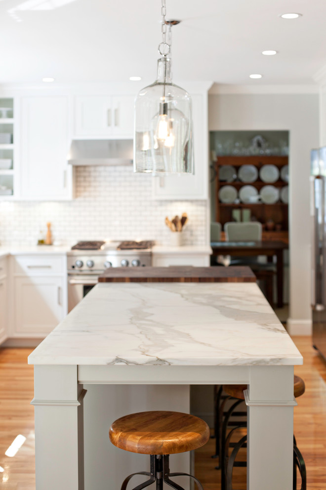 Example of a cottage kitchen design in Boston