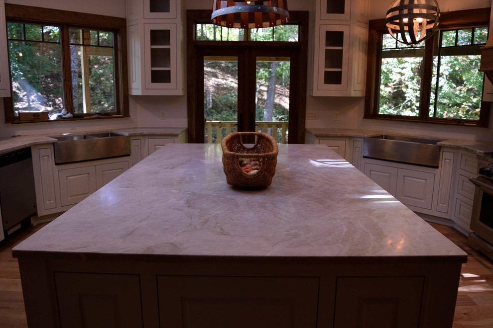 Taj Mahal Leathered Quartzite Kitchen - Traditional - Kitchen - Other ...