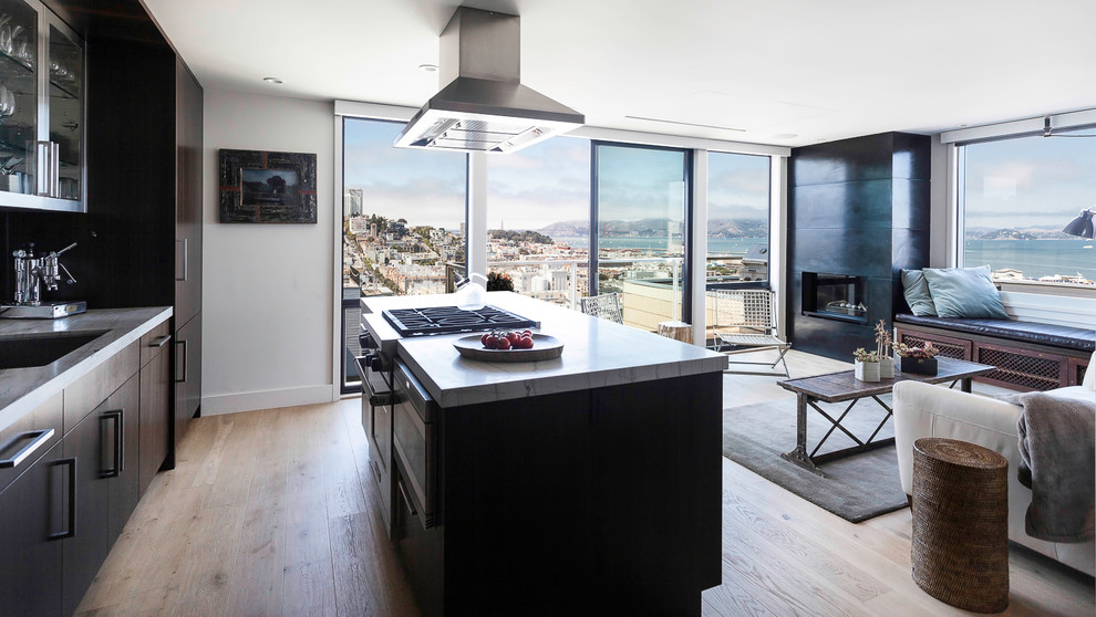 Trendy kitchen photo in San Francisco with marble countertops