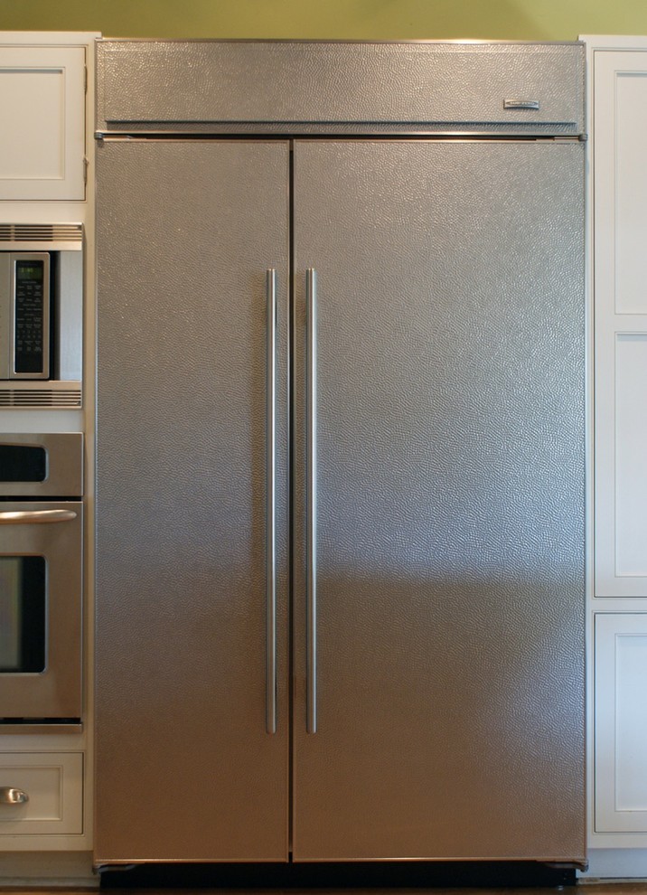 Textured Stainless Steel Refrigerator Panels Contemporary Kitchen