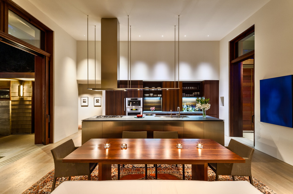Imagen de cocina rectangular contemporánea abierta
