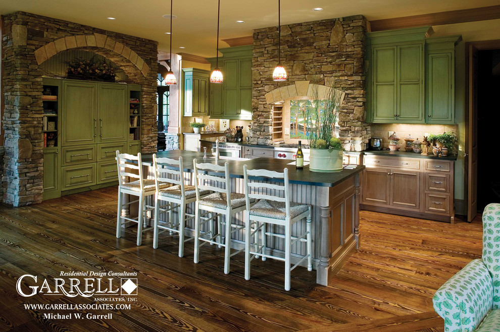 Example of an arts and crafts kitchen design in Atlanta