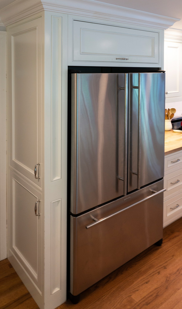 The French Door Refrigerator with custom side pantry. Transitional
