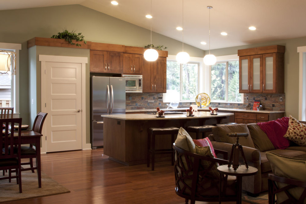 Example of an asian kitchen design in Portland