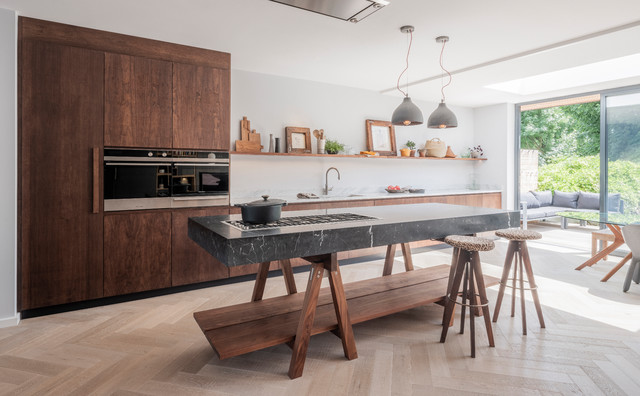 large freestanding kitchen island with seating