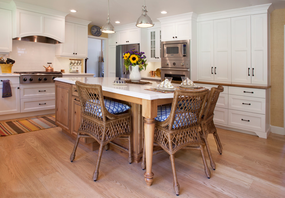 This is an example of a traditional kitchen in San Francisco with stainless steel appliances.