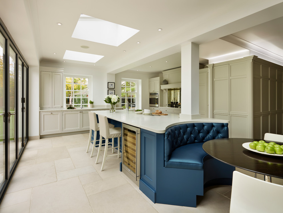 Inspiration for a large contemporary kitchen in Essex with an island.
