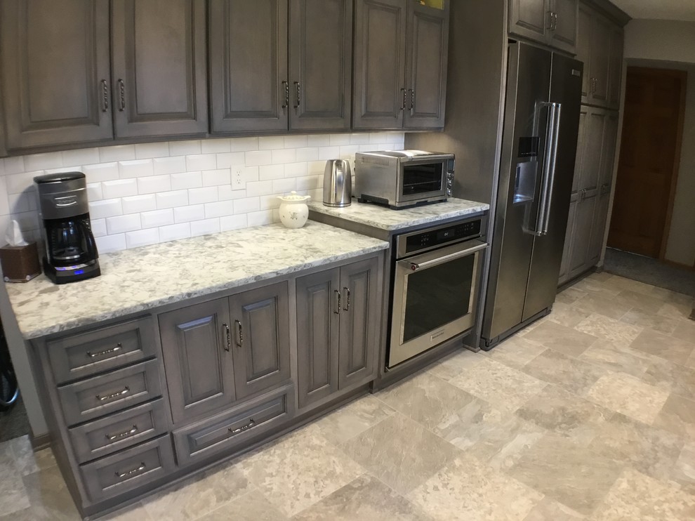 Traditional Gray Stained Maple Kitchen Renovation Traditional