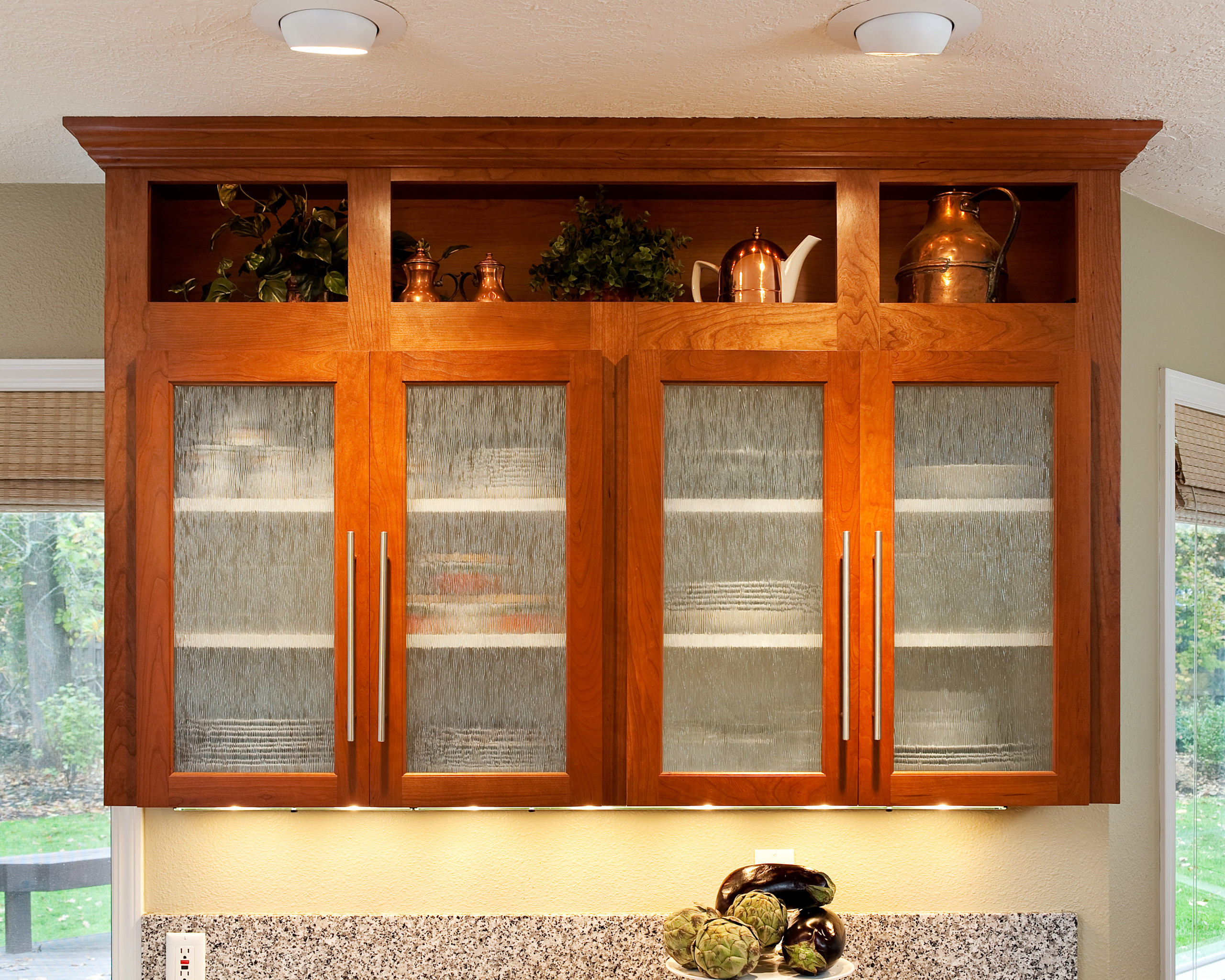 Frosted Glass Upper Cabinets Photos