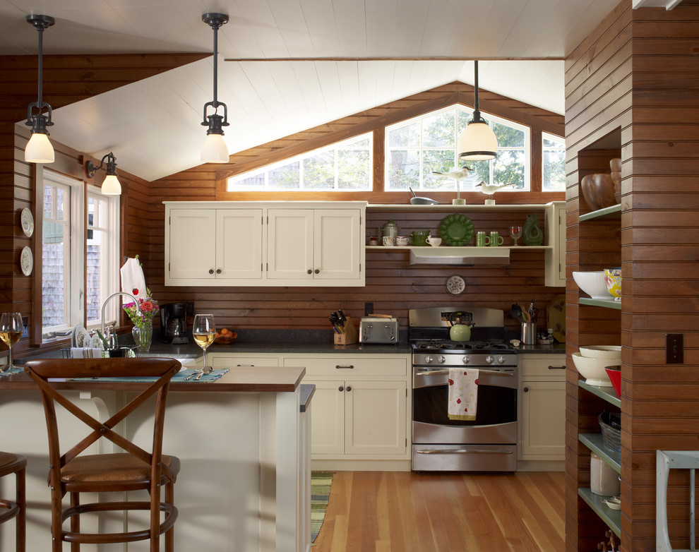 Design ideas for a classic kitchen with stainless steel appliances.