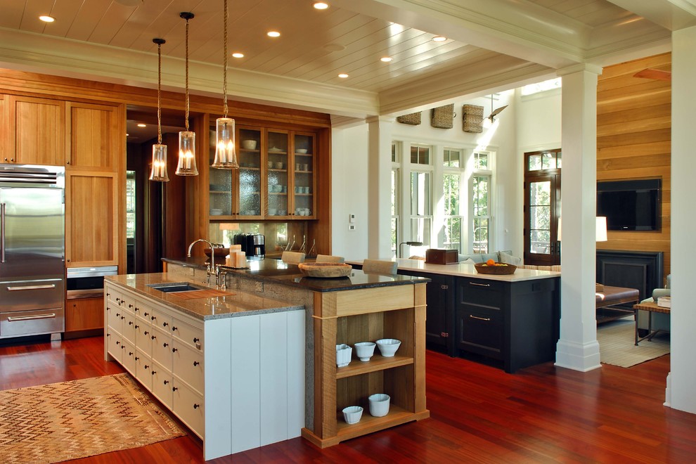 Elegant open concept kitchen photo in Charleston