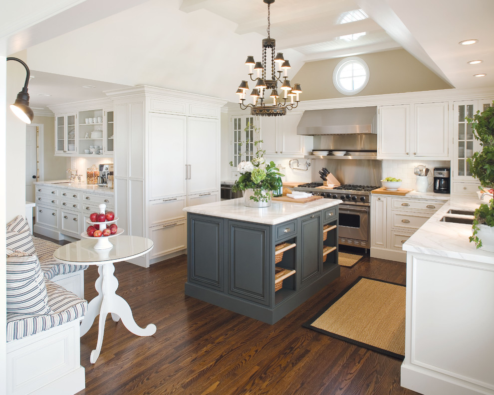 Inspiration for a timeless kitchen remodel in Minneapolis with paneled appliances