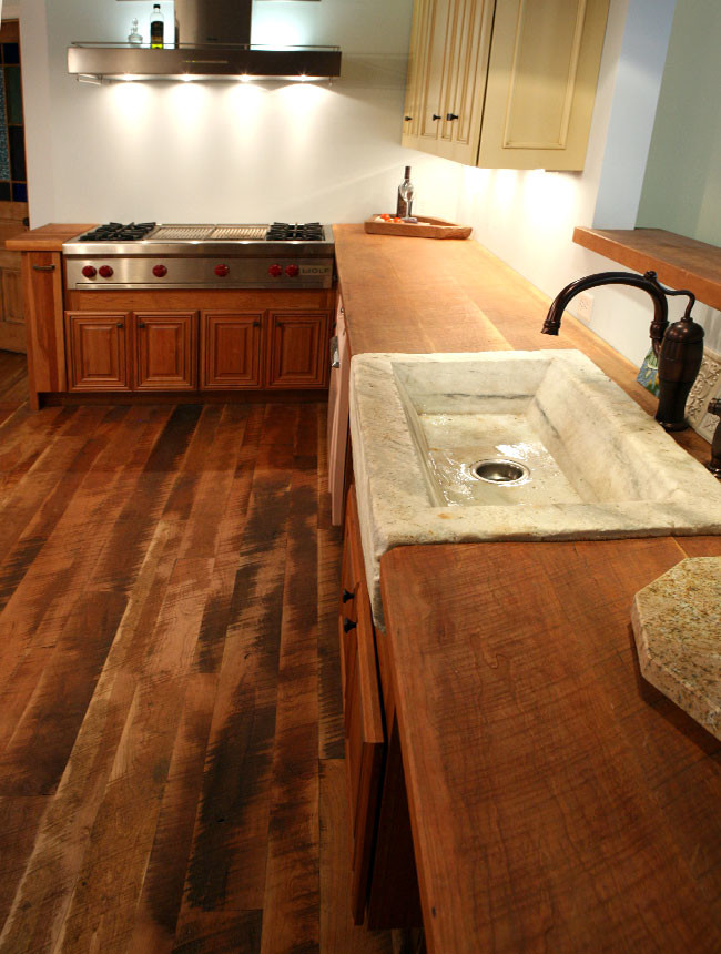 Traditional Plank Cherry Flooring & Countertop Traditional Kitchen