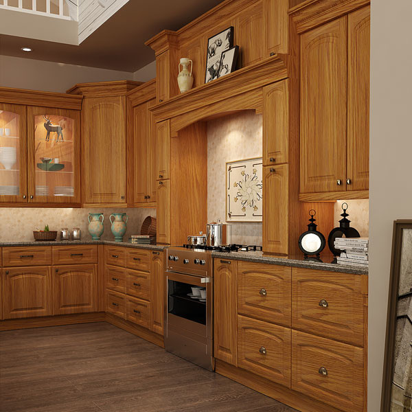 Traditional Red Oak Wood Kitchen Cabinet OP15-S11 - Traditional ...