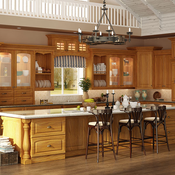 Traditional Red Oak Wood Kitchen OP15S11 Kitchen Los