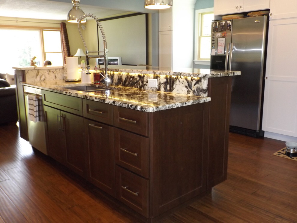 Transitional Black and White Kitchen Remodel w/Brown and White Kitchen