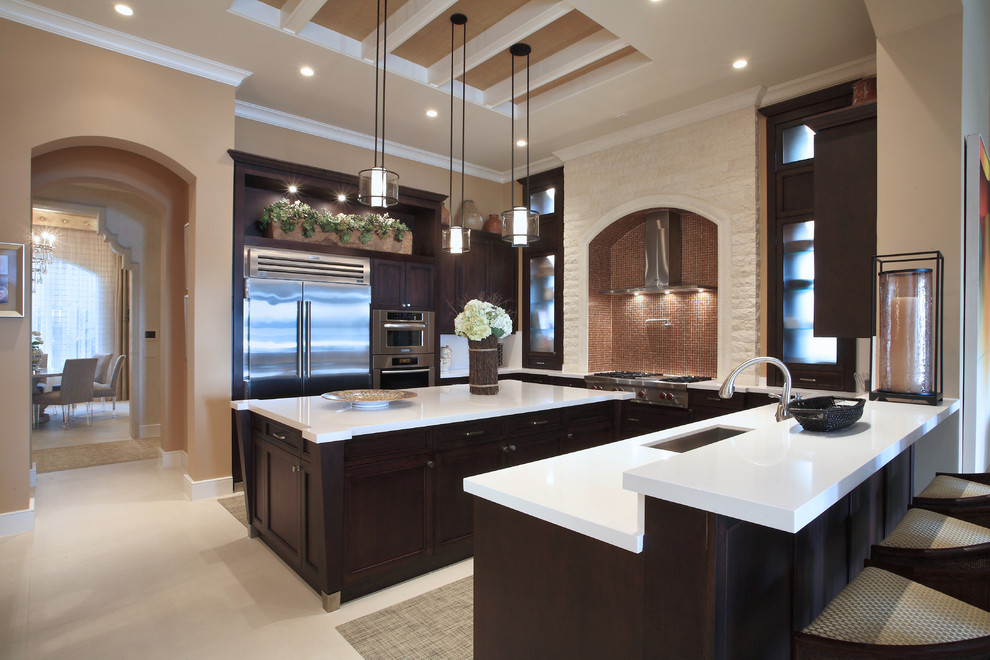 Example of a transitional kitchen design in Orlando
