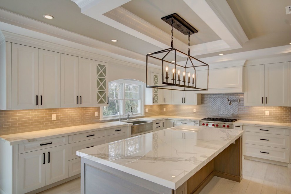 Transitional Gray & White Kitchen - Transitional - Kitchen - New York ...