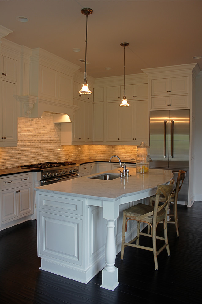 Photo of a bohemian grey and cream kitchen in Wilmington.