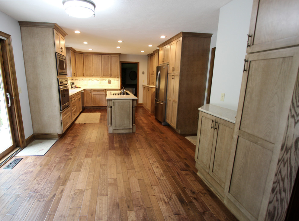 Example of a large transitional kitchen design in Cleveland