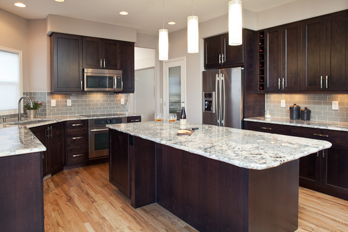 Transitional Kitchen with Slab Granite - Traditional - Kitchen - Denver ...