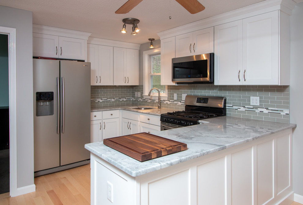 Transitional Sea Salt Classic Kitchen remodel with Supreme white