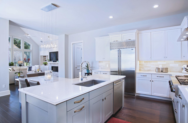 Ub Kitchens - Kitchen Design And Cabinets Transitional Two-Tone Kitchen with Painted Cabinets and Shaker Door