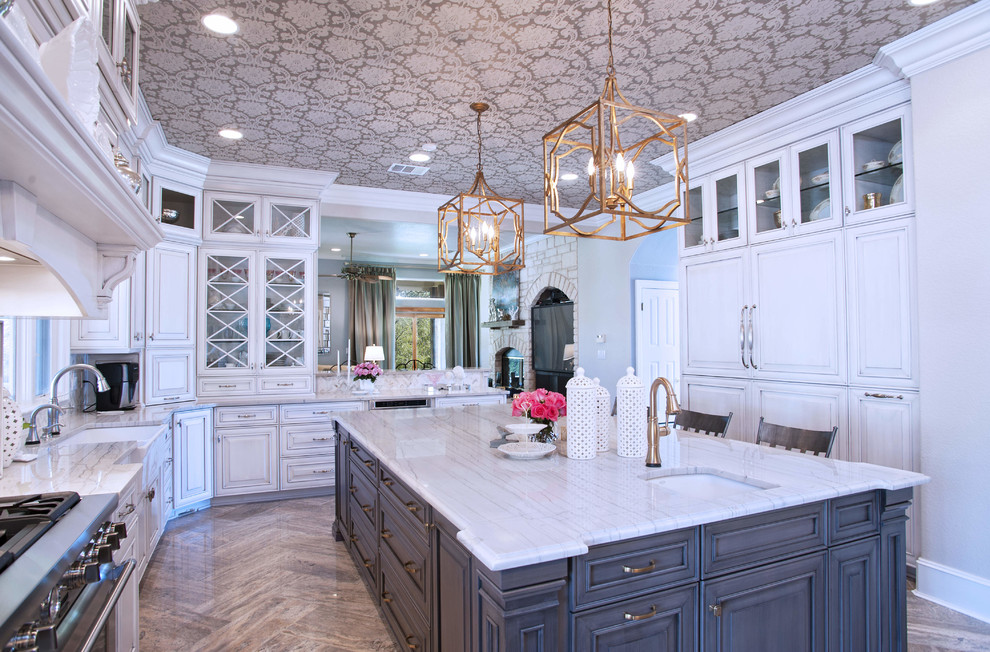 Ub Kitchens - Kitchen Design And Cabinets Transitional Two Tone Kitchen with Stacked Cabinets - Transitional