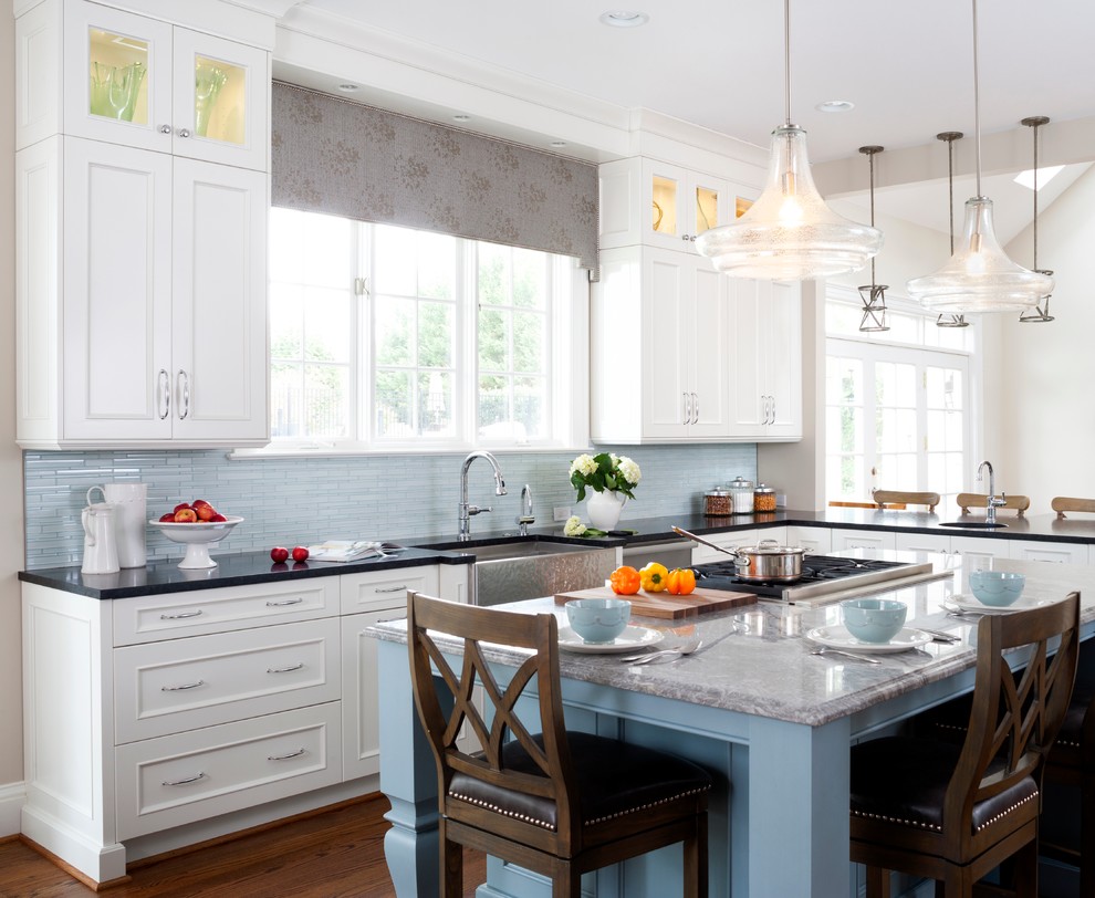 Transitional White & Blue Kitchen - Transitional - Kitchen - DC Metro ...