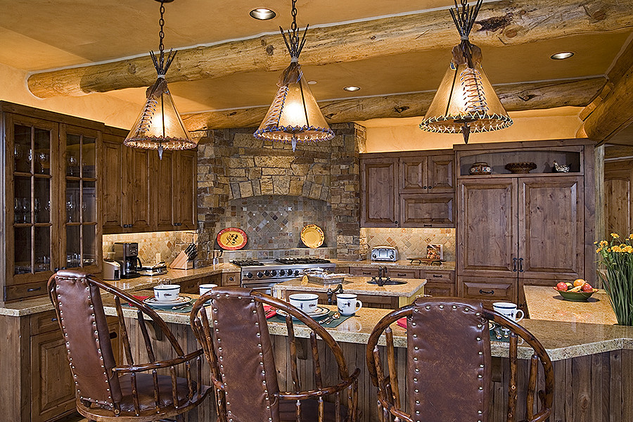 Photo of a rustic kitchen in Jackson.