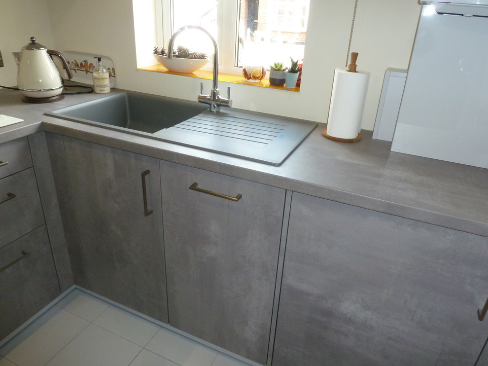 Brigitte in Concrete and Gloss Silk Grey Contemporary Kitchen