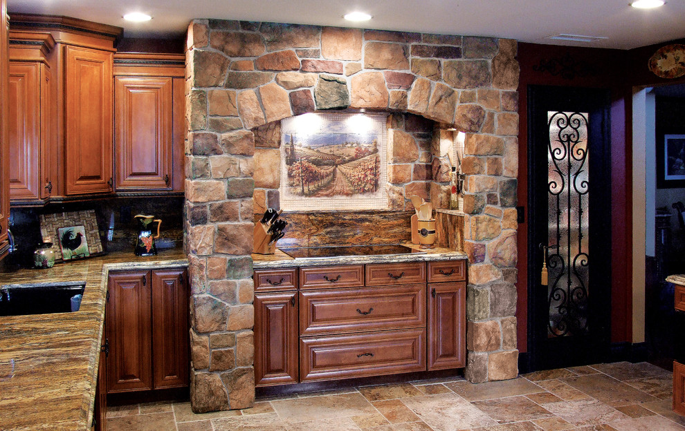 stone veneer on kitchen wall