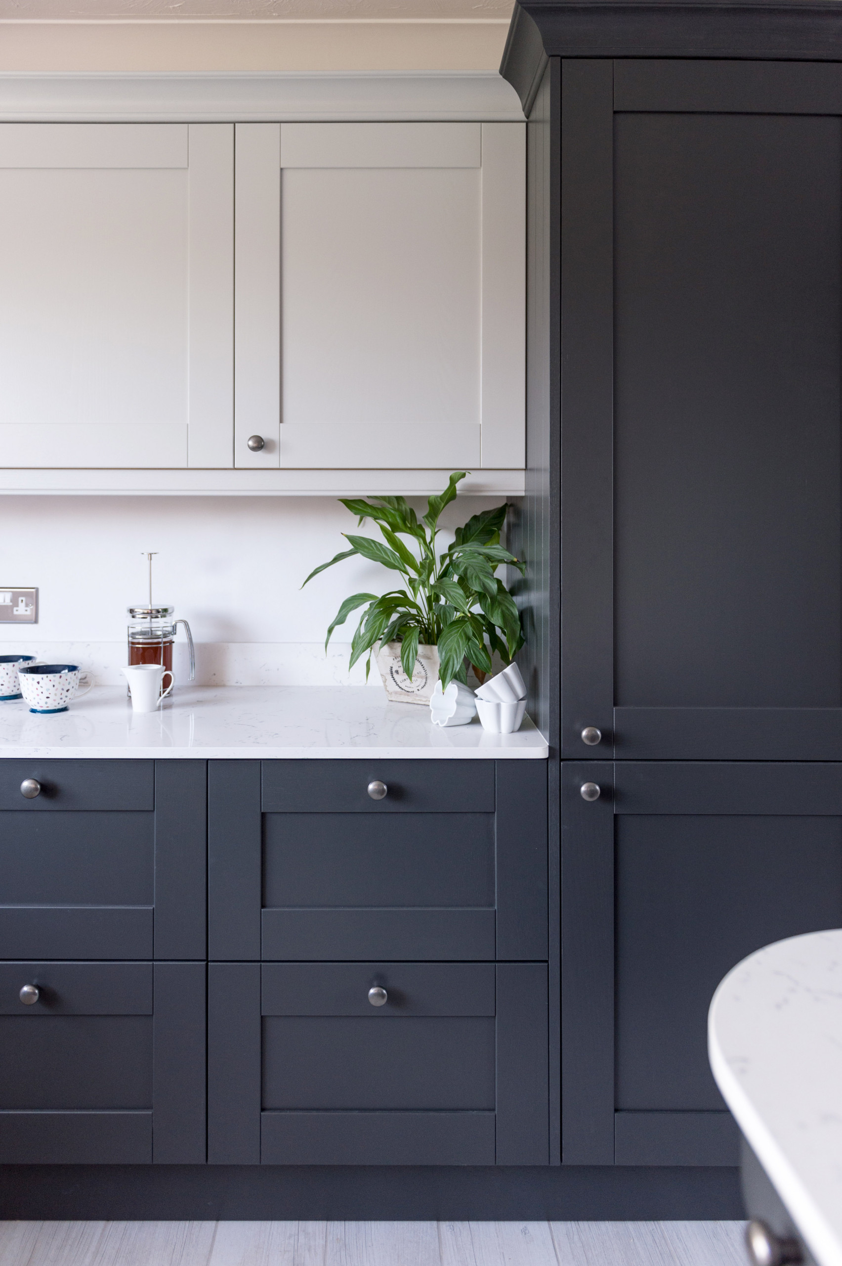 Two tone Grey shaker traditional kitchen with connecting Island. -  Traditional - Kitchen - Cornwall - by Kettle Co. Kitchens | Houzz