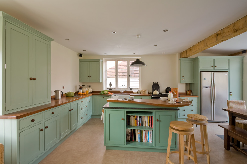 Two tone painted kitchen in East Sussex Rustic Kitchen Kent by Mounts Hill Woodcraft