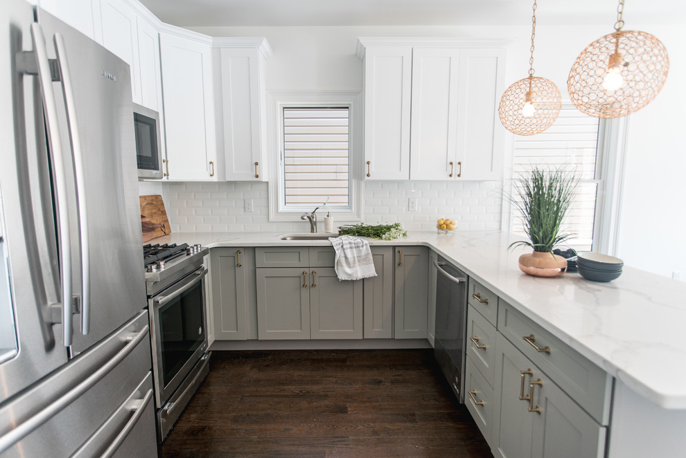 Two Tone White and Grey Kitchen - Transitional - Kitchen - New York ...