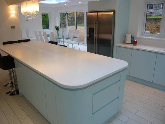 Ultima Duck Egg Blue Handle-less Kitchen - Modern - Kitchen - Sussex - by  HKS Interiors Ltd. | Houzz UK