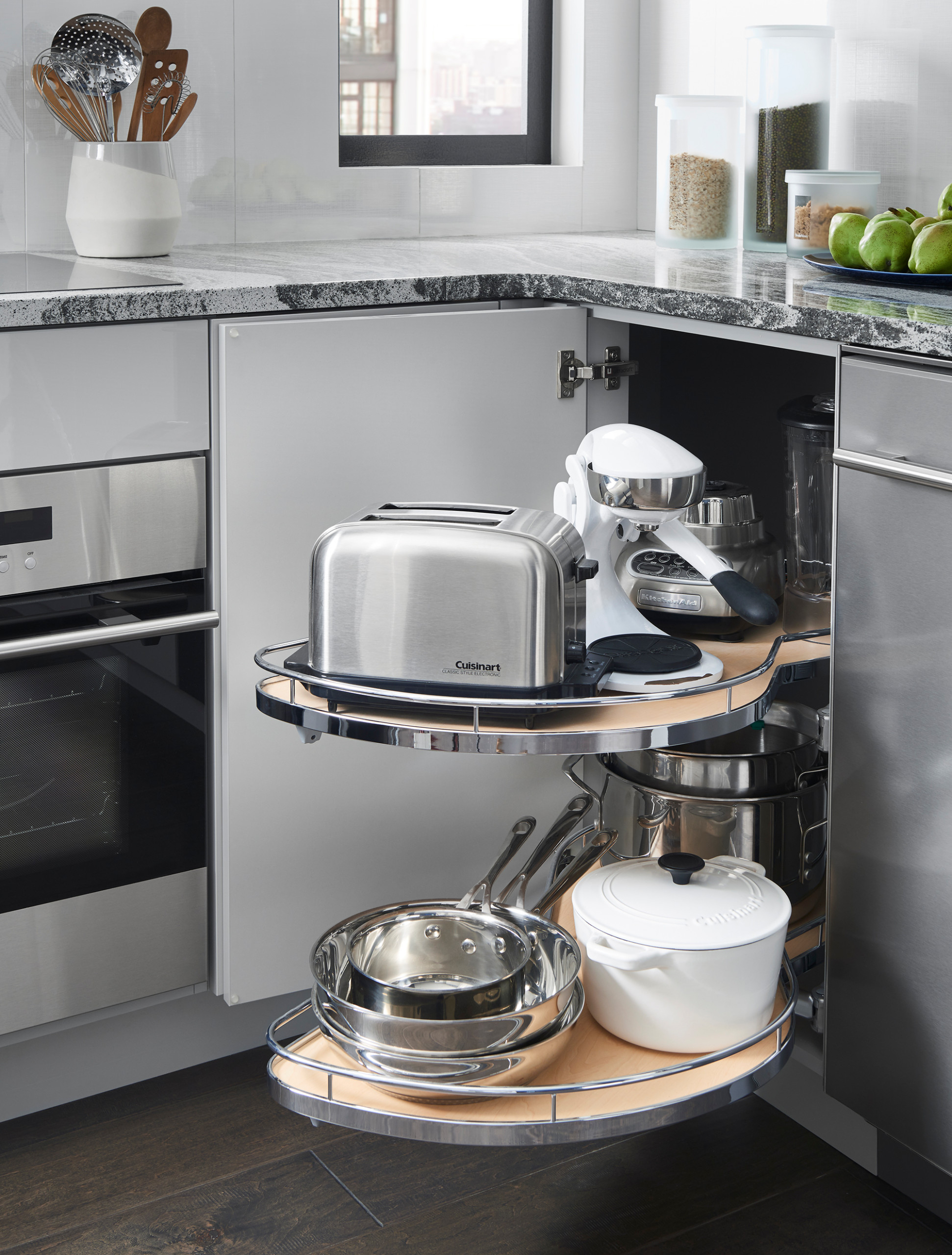 Modern Kitchen with White Granite Counter Top and Cutting Board · Creative  Fabrica