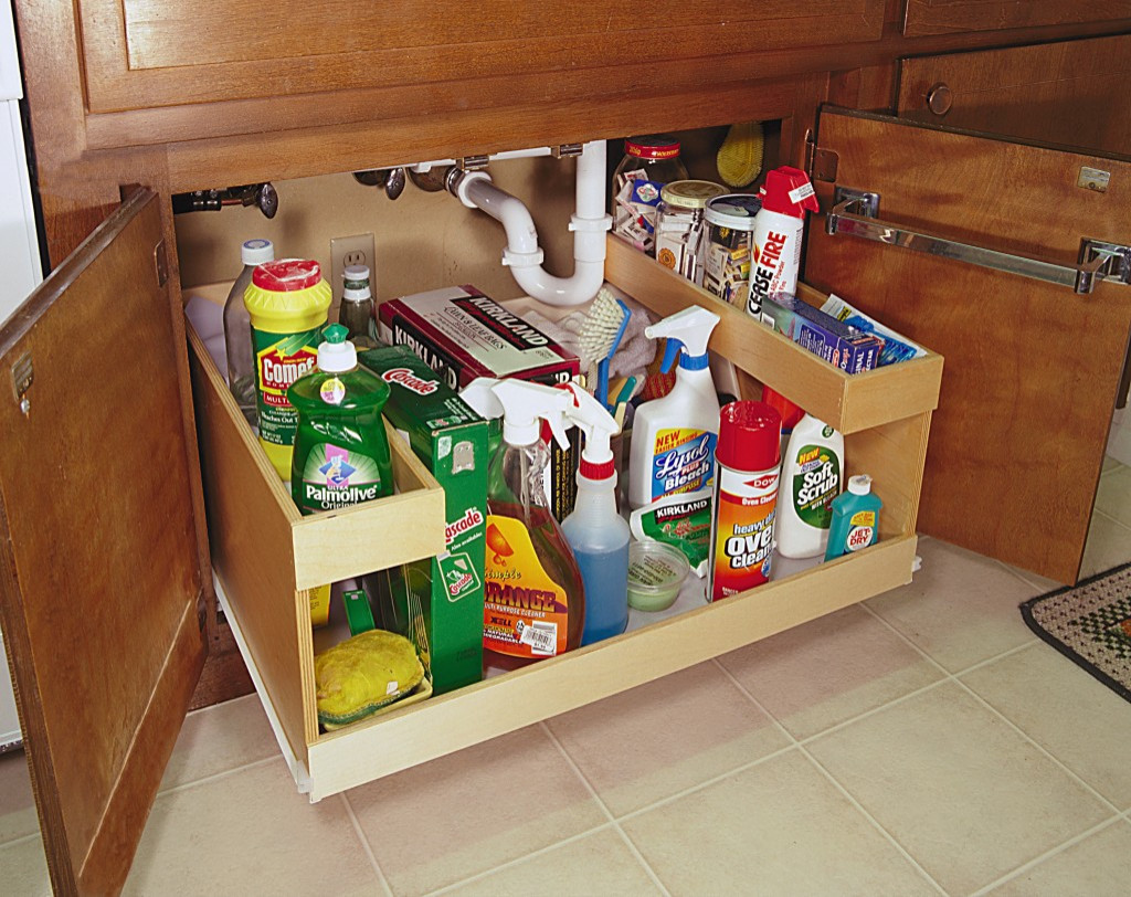 Under the Sink Cleaning Supply Caddy Pullout with Handle - MK Remodeling &  Design