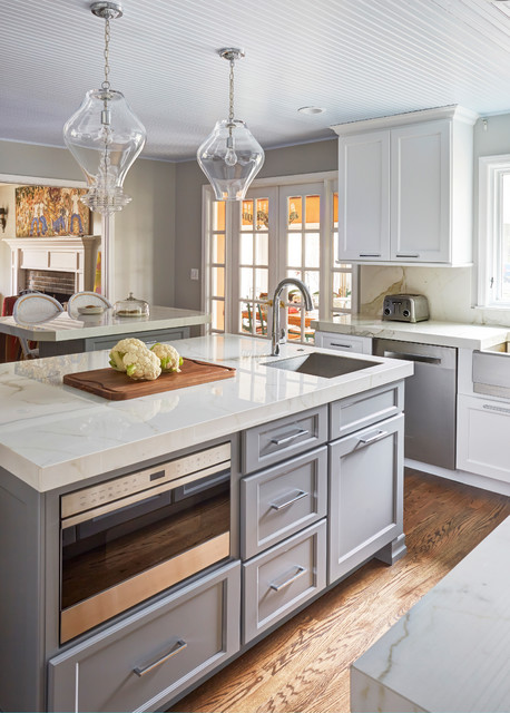 Unique Beadboard Ceiling and Two Islands - Kitchen - Chicago - by ED ...