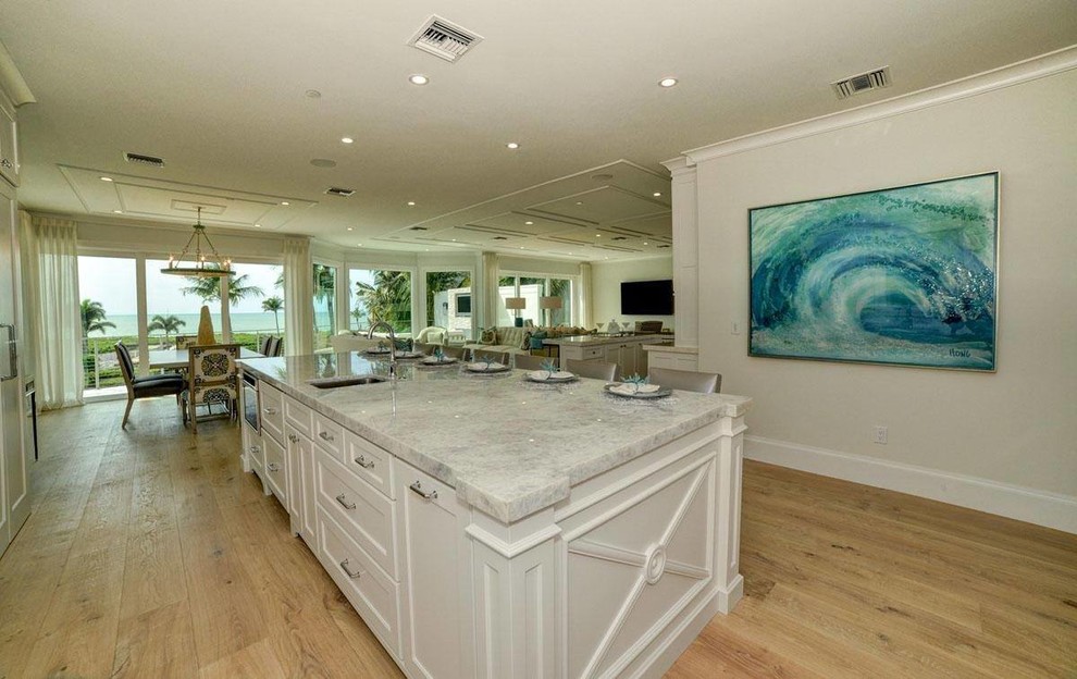 This is an example of a beach style kitchen in Charlotte.